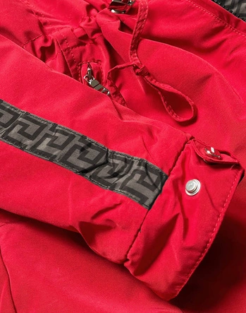 Dwustronna kurtka damska czerwono-brązowa (w555)