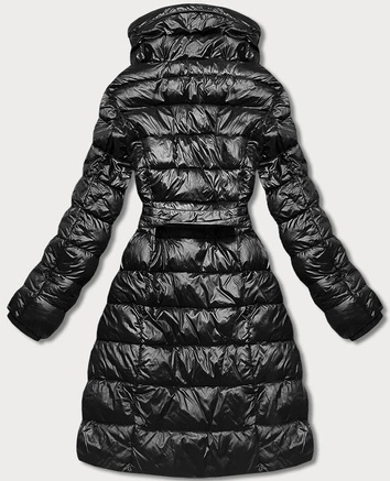 Pikowana kurtka damska z wysoką stójką czarny (j9-061)