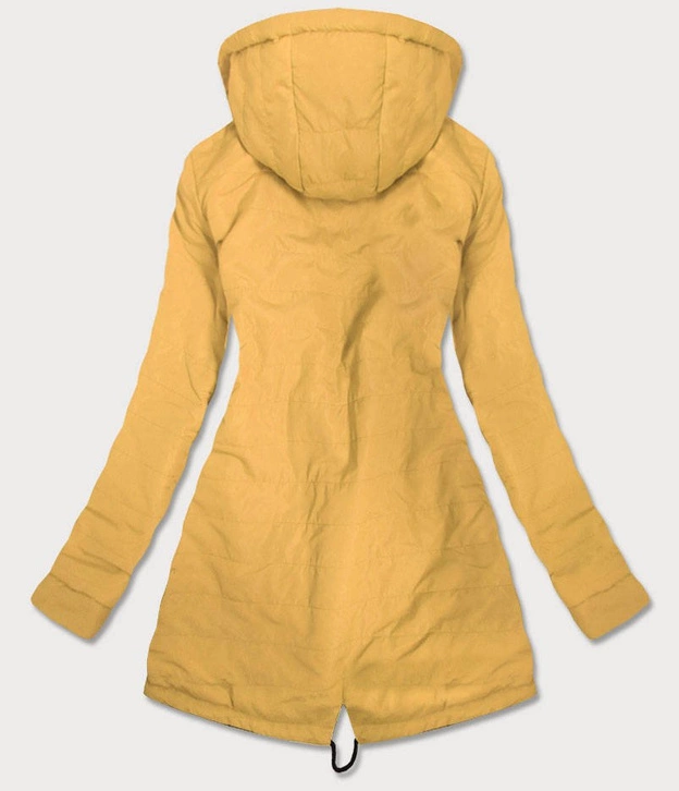 DWUSTRONNA PARKA DAMSKA Z KAPTUREM GRANATOWO-ŻÓŁTA (W354)