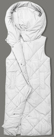 Długa kamizelka damska oversize biała (5M3165-281)