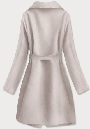 Minimalistyczny płaszcz damski jasnobeżowy (747ART)