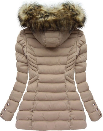 PIKOWANA KURTKA Z KAPTUREM BEŻOWA (W808)