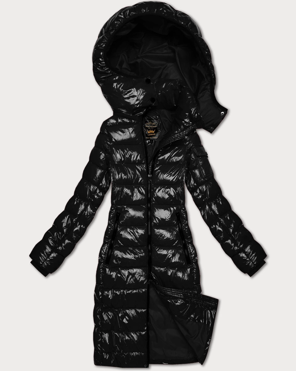 Błyszcząca taliowana kurtka pikowana Libland czarny (LD-7778)