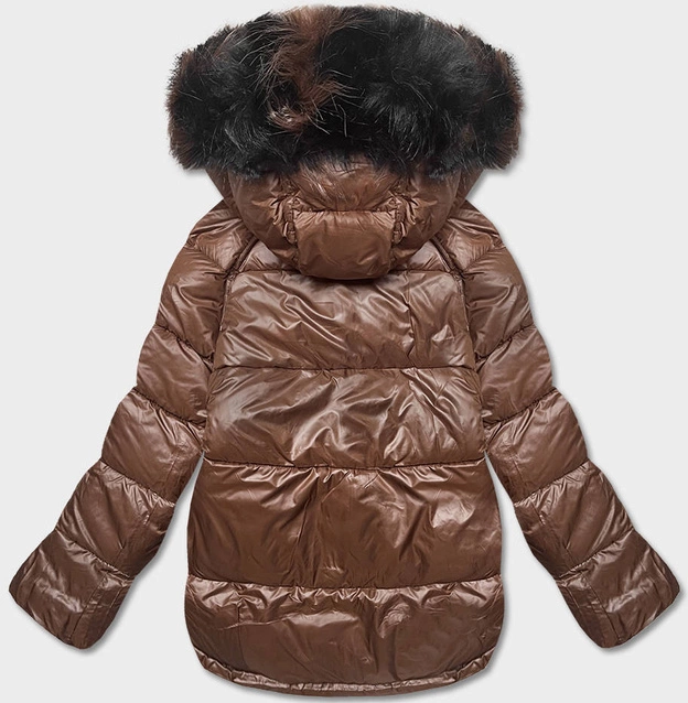 DWUSTRONNA KURTKA OVERSIZE CZARNO-BRĄZOWA (H-1080-01)