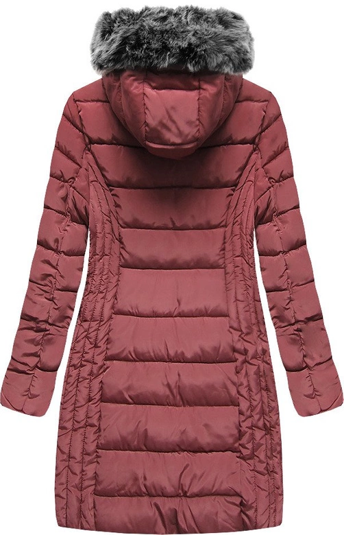 DŁUŻSZA PIKOWANA DAMSKA KURTKA ZIMOWA Z KAPTUREM RÓŻOWA (B2619-30)