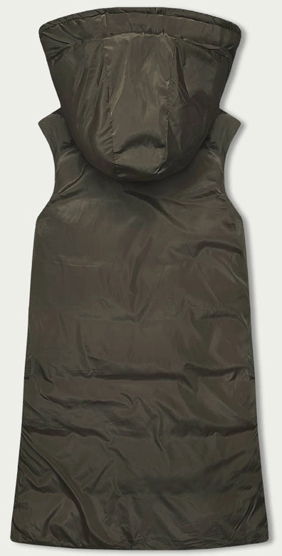 Długa kamizelka damska czarny-khaki (V772G)