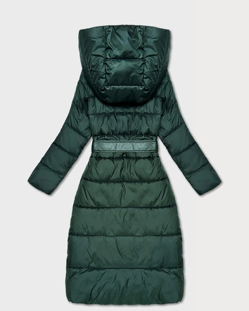 Dwustronna długa kurtka z kapturem zielona (P22-6638-33+33)