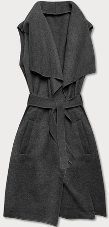 ASYMETRYCZNA KAMIZELKA Z PASKIEM GRAFITOWA (748ART)