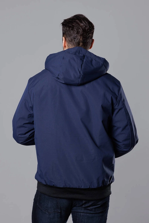Sportowa kurtka męska z kapturem granatowa (5M3111-215)