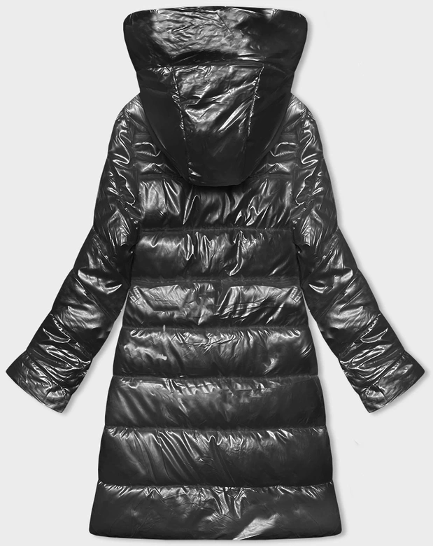 Metaliczna dopasowana zimowa kurtka damska Rosse Line grafitowa (7227)