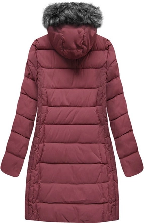 DŁUŻSZA PIKOWANA DAMSKA KURTKA ZIMOWA Z KAPTUREM RÓŻOWA (B9502)