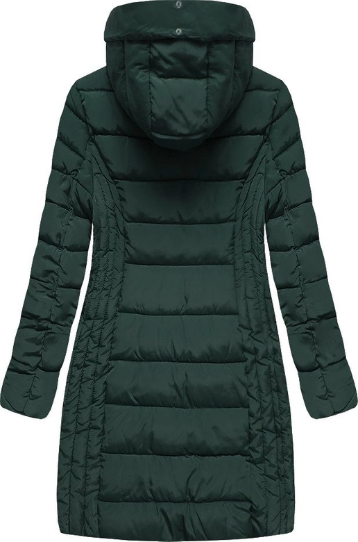 DŁUŻSZA KURTKA Z KAPTUREM BUTELKOWA ZIELEŃ (B2619-30)