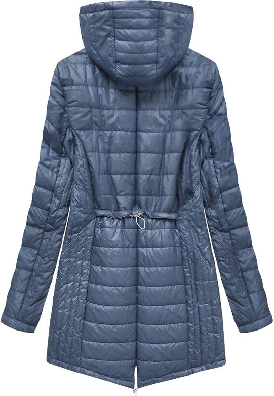 PIKOWANA KURTKA Z KAPTUREM NIEBIESKA (B2622)