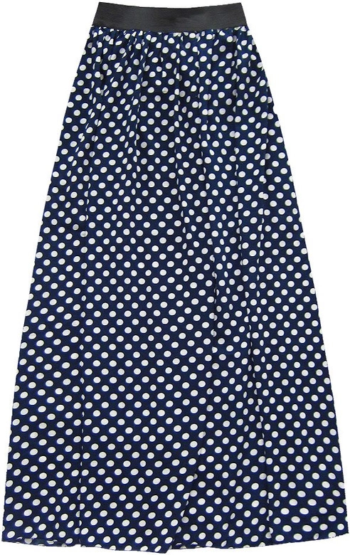SPÓDNICA MAXI W GROCHY GRANATOWA (102ART)