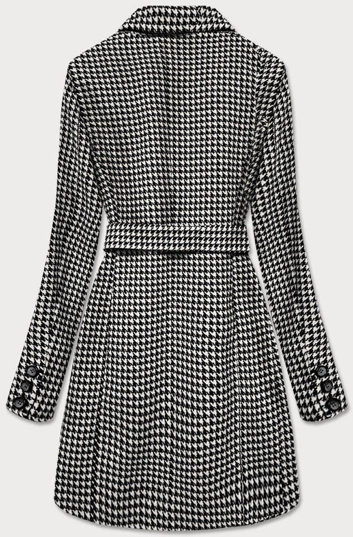 KLASYCZNY PŁASZCZ Z PASKIEM CZARNO-BIAŁY (2720)