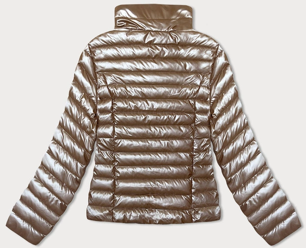 Pikowana kurtka damska ze stójką karmel (16M9110-84)