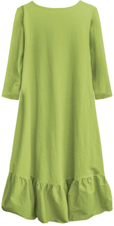 BAWEŁNIANA SUKIENKA OVERSIZE LIMONKOWA (403/3ART)