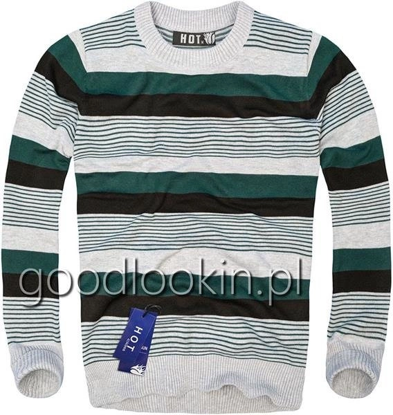 SWETER HOT RED ON SUN SZARO-ZIELONO-CZARNY (5015)