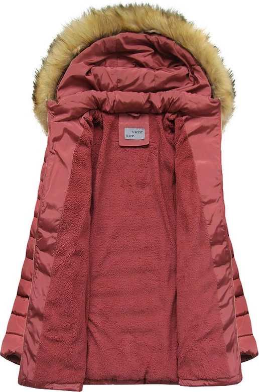 PIKOWANA DAMSKA KURTKA ZIMOWA Z KAPTUREM RÓŻOWA (B2630-30)