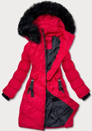 Kurtka zimowa damska z ozdobnym pikowaniem czerwona (5m730-270)