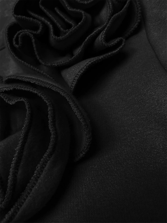 Dzianinowa bluza z różami czarna (16023)