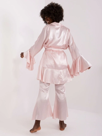 Trzyczęściowa satynowa piżama ze spodniami Goodlookin jasny róż (1079)