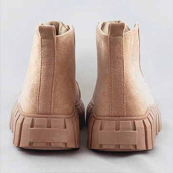 Sznurowane trzewiki z imitacji zamszu jasny beż (xa057)