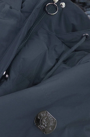 PIKOWANA ZIMOWA KURTKA DAMSKA GRANATOWA (M-963)