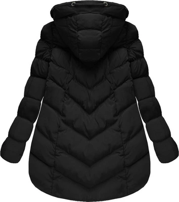 KRÓTKA KURTKA Z KAPTUREM CZARNA (W805BIG)