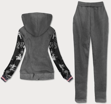 KOLOROWY DRES DAMSKI ŁOSOSIOWO-GRAFITOWY (AMG681)