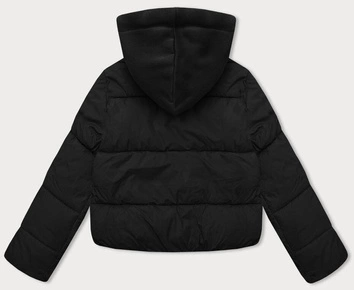 Krótka zimowa kurtka damska z dresowym kapturem J Style czarna (16M9187-392)