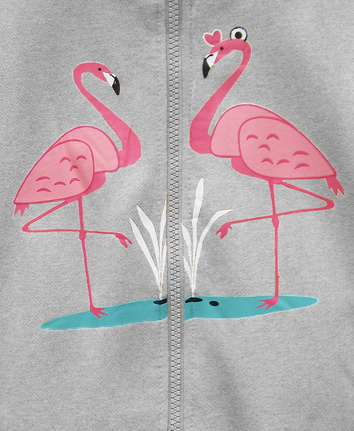 BLUZA Z FLAMINGAMI SZARA (X1925X)