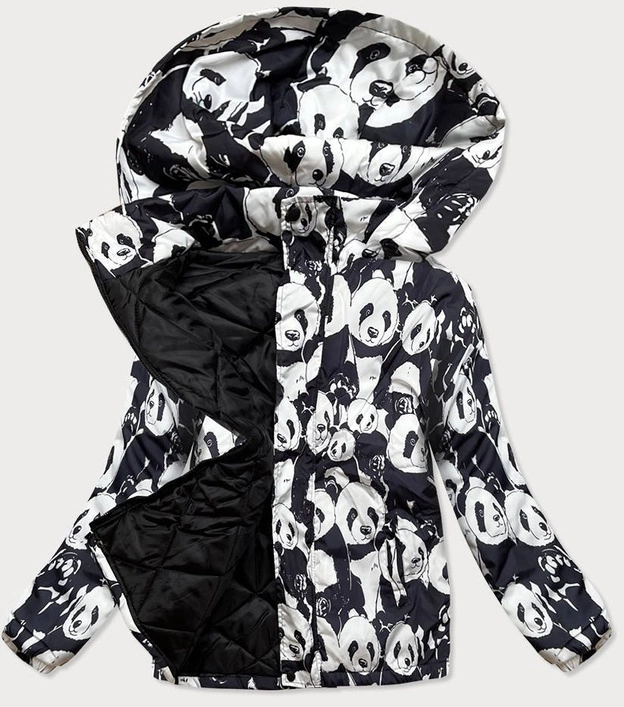 KURTKA ZIMOWA DAMSKA OVERSIZE PANDA BIAŁO-CZARNA (731ART)