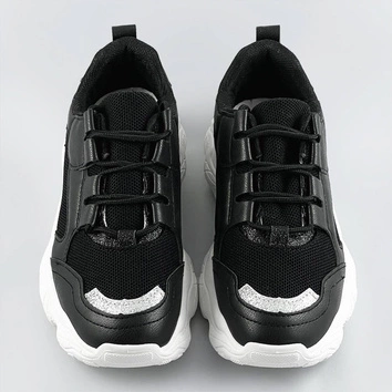 Sznurowane sneakersy damskie czarne (172)