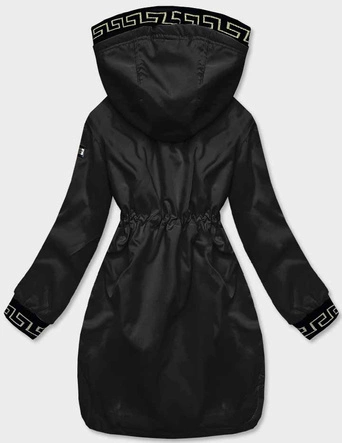 Kurtka damska z ozdobną lamówką czarna (B8139-1)