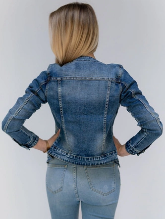 KRÓTKA KURTKA DAMSKA JEANSOWA NIEBIESKA (C016)