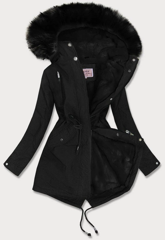 DAMSKA PARKA ZIMOWA NA MISIU CZARNA (W378)