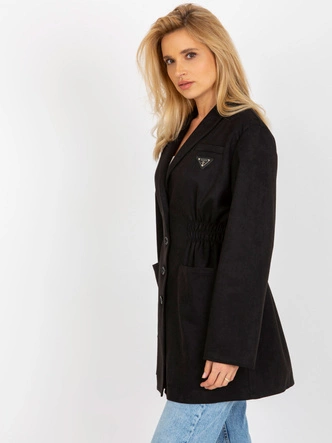 Damski cienki płaszcz - marynarka czarny (509128)