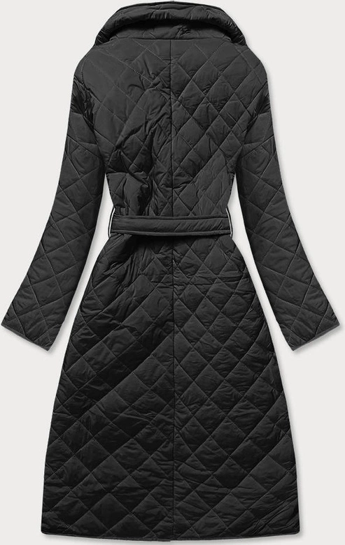 Pikowana kurtka z kołnierzem czarna (ag8-8010)