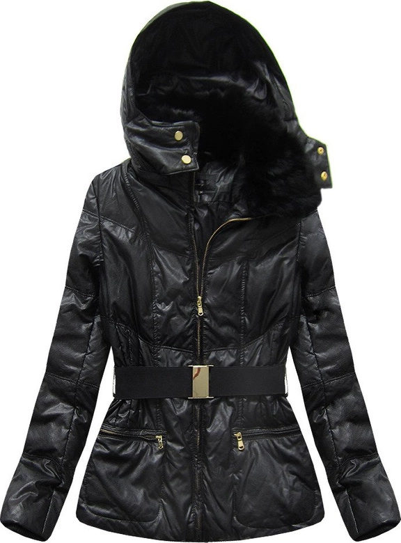 KURTKA Z EKOSKÓRY Z KAPTUREM CZARNA (1997)