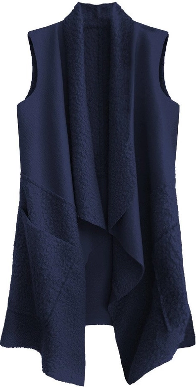 KAMIZELKA OVERSIZE Z ŁĄCZONYCH MATERIAŁÓW GRANATOWA (545ART)