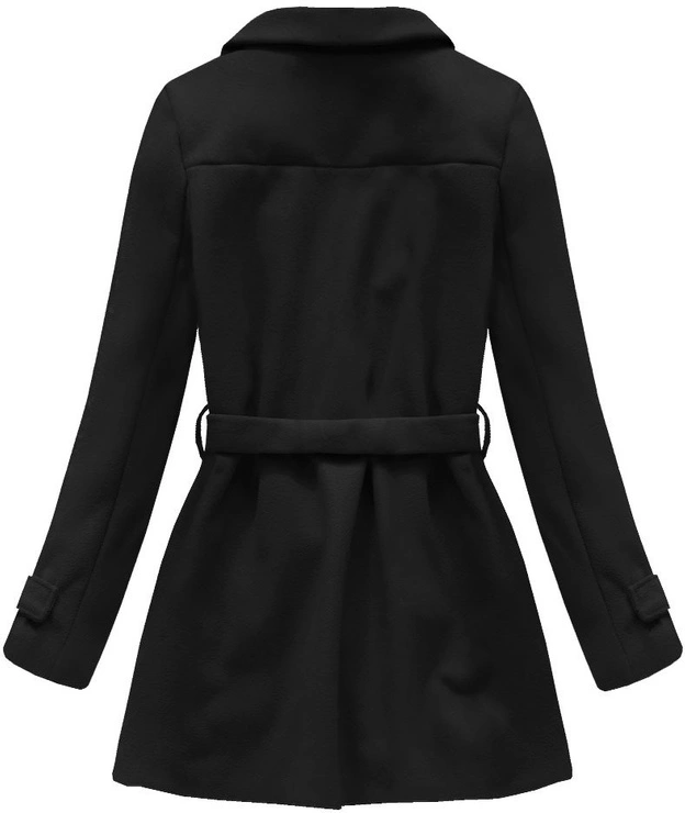 PŁASZCZ Z GUZIKAMI I PASKIEM CZARNY (18808)