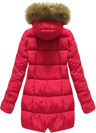 PIKOWANA KURTKA Z KAPTUREM CZERWONA (B1050-30)