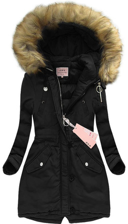 GRUBA PARKA ZIMOWA DAMSKA CZARNA (W710)
