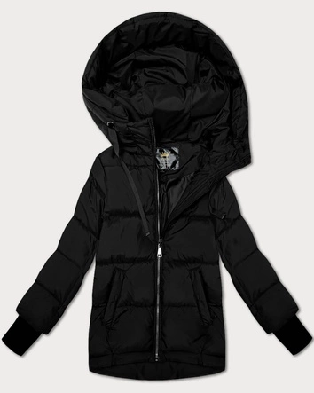 Pikowana kurtka damska z kapturem Libland czarna (LD-7747)