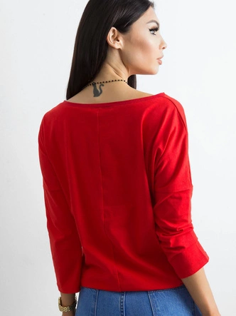 Luźna bluzka z wiązaniem na dole czerwona (4691)
