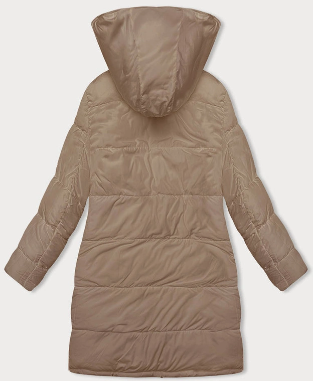 Gruba dwustronna kurtka zimowa damska czarny-beż (V768g)