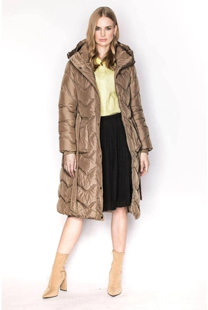 Rozkloszowana kurtka damska beżowa (ag2-j81)