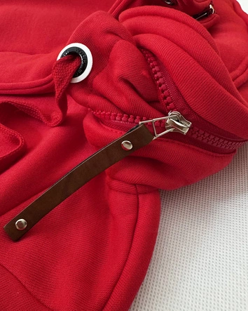 Bluza damska z kapturem i stójką LHD czerwona (AMG-171)
