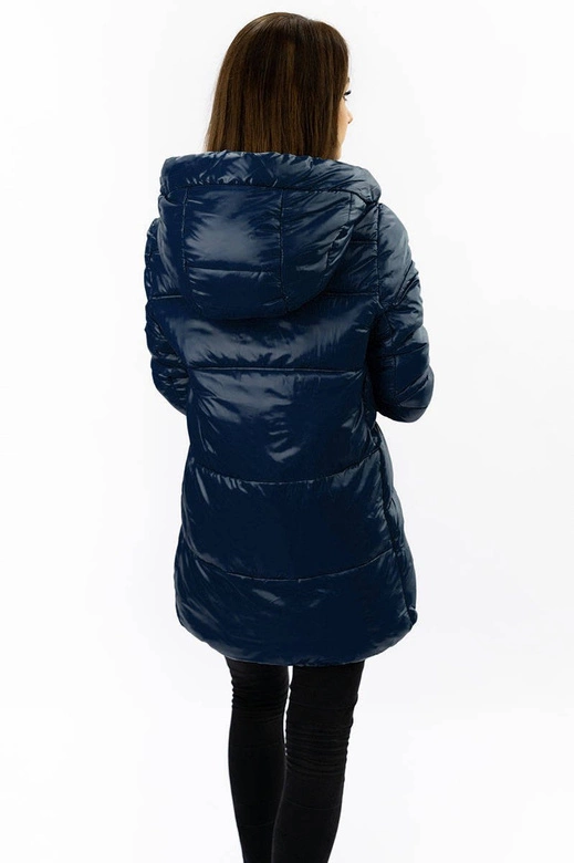 ASYMETRYCZNA DAMSKA KURTKA PIKOWANA GRANATOWA (7658)